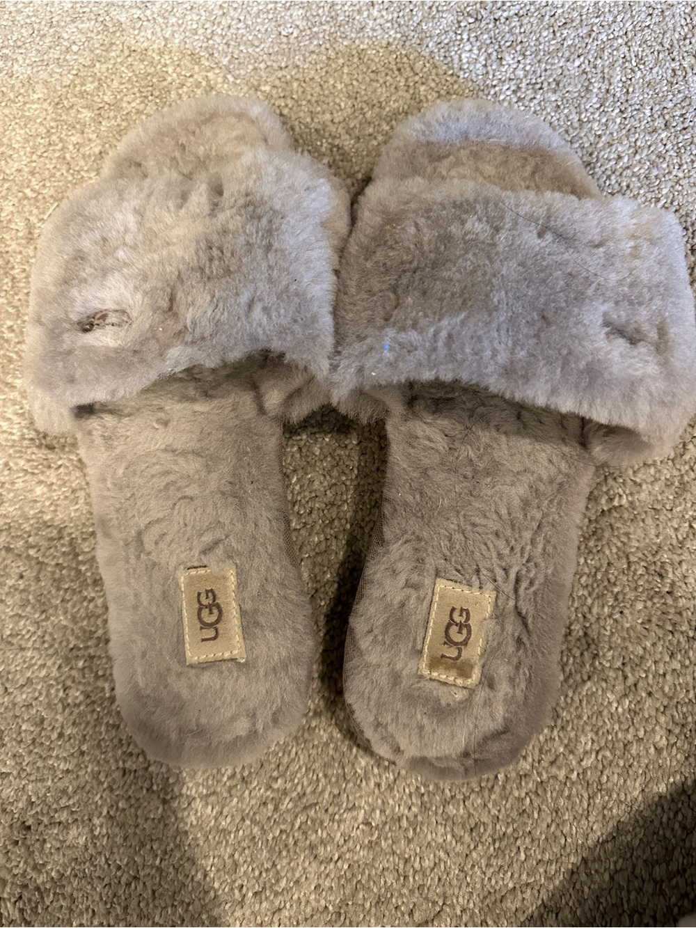 UGG Women’s Taupe Plush Slide Slippers